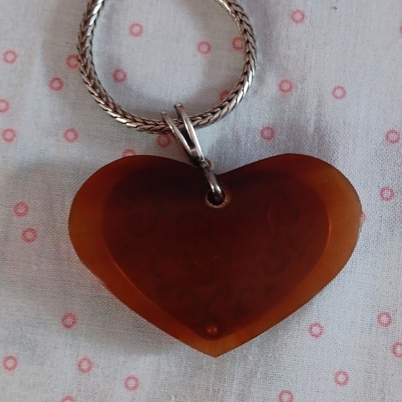 Brighton Amber and Silver Heart Wheat Chain Necklace - Picture 4 of 12